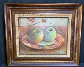 Vtg Framed Still Life Oil on Canvas Painting