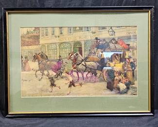 "Pickwickians Leave the Golden..." Oleograph Print