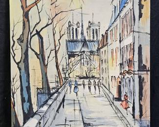 Oil on Canvas "Paris Street Scene" signed Cerdan