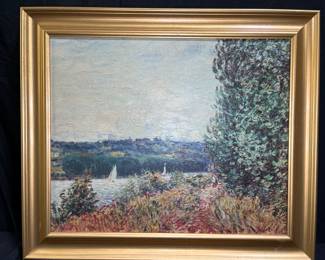 Framed Coastal Impressionist Oil on Canvas