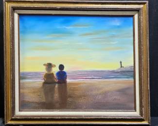  "Watching a Sunset" Oil on Canvas by E. Tiffany