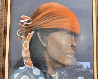 Framed "Rosalita" Portrait Oil Pastels on Paper