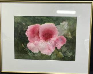 Framed & Matted Floral Watercolor by Sonja Martin