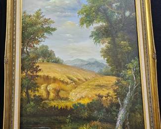 Large Framed Landscape Oil on Canvas