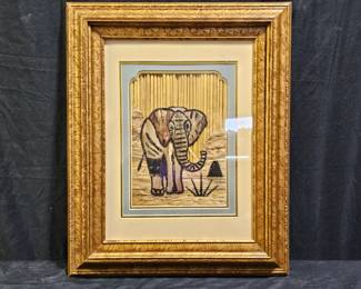 Mixed Medium Elephant Painting by V.M. Chilishe