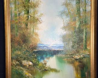 Framed Landscape Oil on Canvas by Gustav Turk