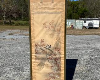 Framed Japanese Schroll Art on Silk