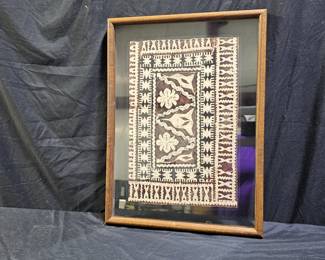 Framed Fiji Tapa Bark Cloth