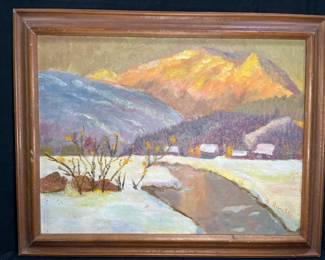 Acrylic on Board Landscape Painting by F. Raichle