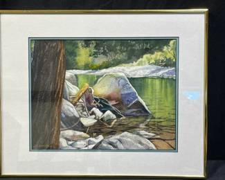 Dylan Scott Pierce Riverscape Watercolor Painting