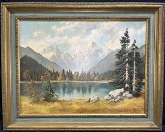 "Mountain Lake" by Meyer Meuchen Oil on Canvas