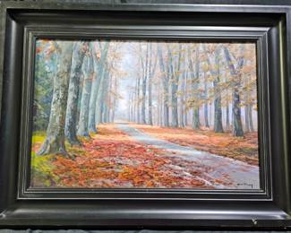 Framed "The Path" Signed Oil on Canvas
