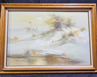 Seascape Oil on Canvas by J. Thompson