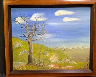 Vtg Framed Landscape Oil on Canvas Painting
