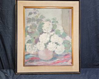 Floral Still Life Oil on Board by T. Childers