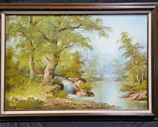 Framed Landscape Oil on Canvas by Irene Cafieri