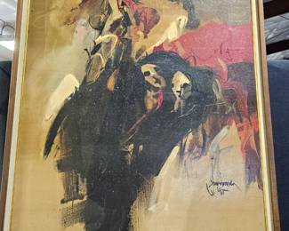 Signed "The Bull Fight" Oil on Canvas Painting