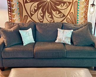 BASSETT  Sofa/nice condition /neutral  PENDLETON ‘Inner Spaces’ app 65”x80”