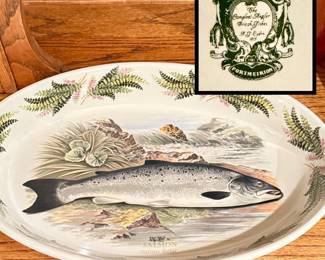 PORTMEIRiON  Pottery Compleat Angler / Large Serving Oval Dish /fish design