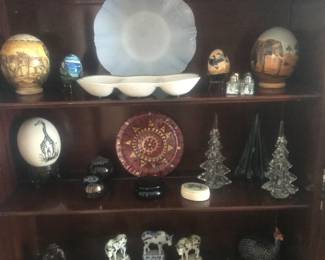 Glass collectibles! In the Duncan Phyfe china cabinet!