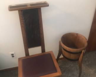 Vintage valet chair and unique 3 legged planter!