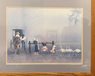 Amish Framed and Signed Picture