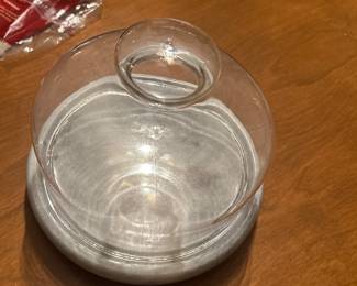 Marble glass covered cheese holder 