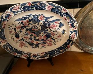 An assortment of decorative plates vintage East Asian porcelain patter 