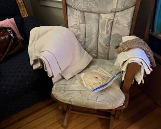 Rocker  and decorative small Doilies /linens 