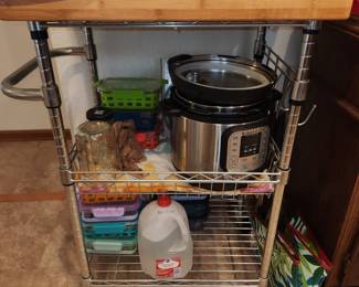 Butcher block kitchen cart