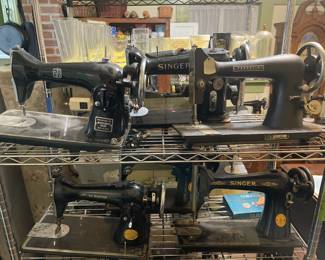 Montgomery Ward, Franklin, Long, shuttle, stitch master deluxe. and three singer sewing machines.