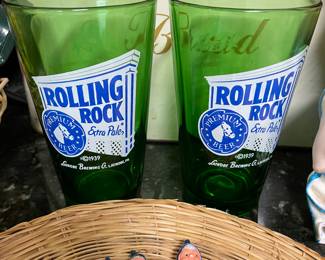 Rolling Rock beer glasses
