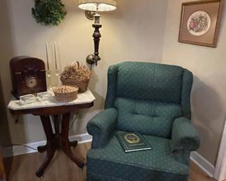 Recliner, Eastlake marble top table 
