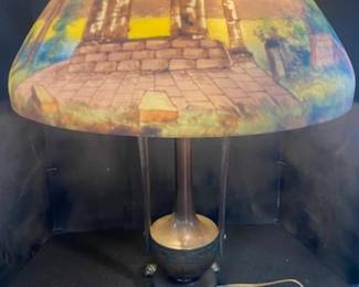 Moe Bridges Co. Reverse Painted  Lamp- Roman Ruins 