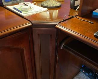 Hooker Furniture Desk with Storage Hooker L-Shaped Desk with Hutch & Printer Stand Cabinet
78" tall
Desk 29 1/2”
22”deep
48” wide