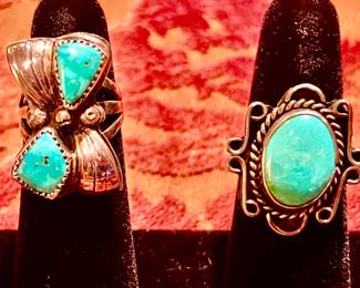 Turquoise and sterling rings. 