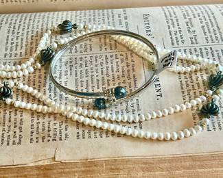 Lagos pearl and sterling heart necklace. 10k pearl and diamond bracelet