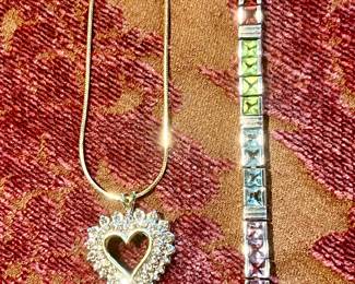 10k gold and diamonds heart necklace. Perfect for Valentines!  Gemstone bracelet