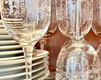 PRETTY ETCHED GLASSWARE.