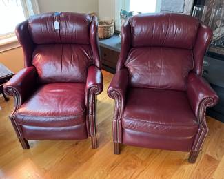Twin Matching Leather Recline Chairs