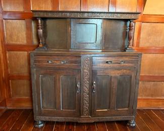 Antique Walnut Buffet Hutch 