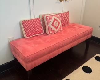 Tufted Pink Micro-Suede Bench (18"W x 18"D x 55"W)
