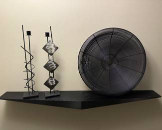 Black Angular Shelf with Decor