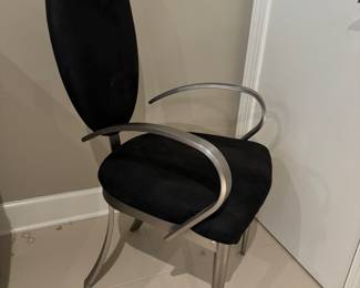 DIA Brushed Aluminum with  Upholstered Seat & Back Armchair