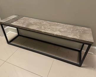 Contemporary Marble Topped Steel Base Coffee Table / Bench (12"D x 48"W x 16"H)