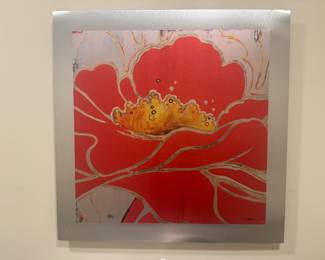 Abstract painting on steel signed Bridges
