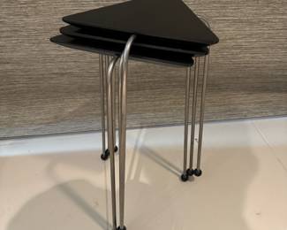 Set of Three Stacking Bubinga "Triped" Tables by David Kiernan