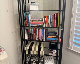 Metal 6 Tiered Glass Bookshelf (33"W x 14"D x 72-1/2"H)