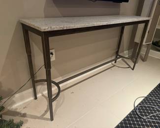 Steel Based with Glossy Granite Top Console Table (15"D x 30-1/2"H x 59"W)