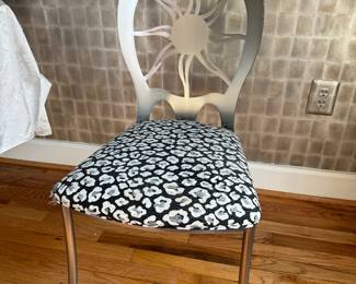 Metal Framed Sunburst Back Upholstered Seat Dining Chair (4 total)